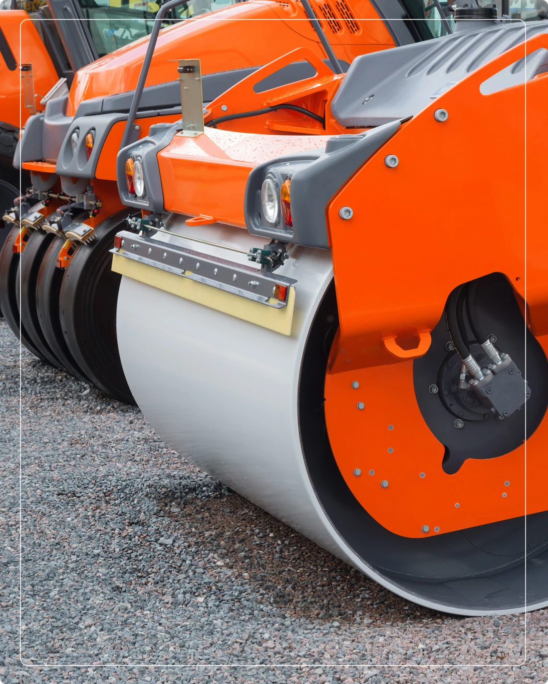 Vibrant orange roller for paving roads