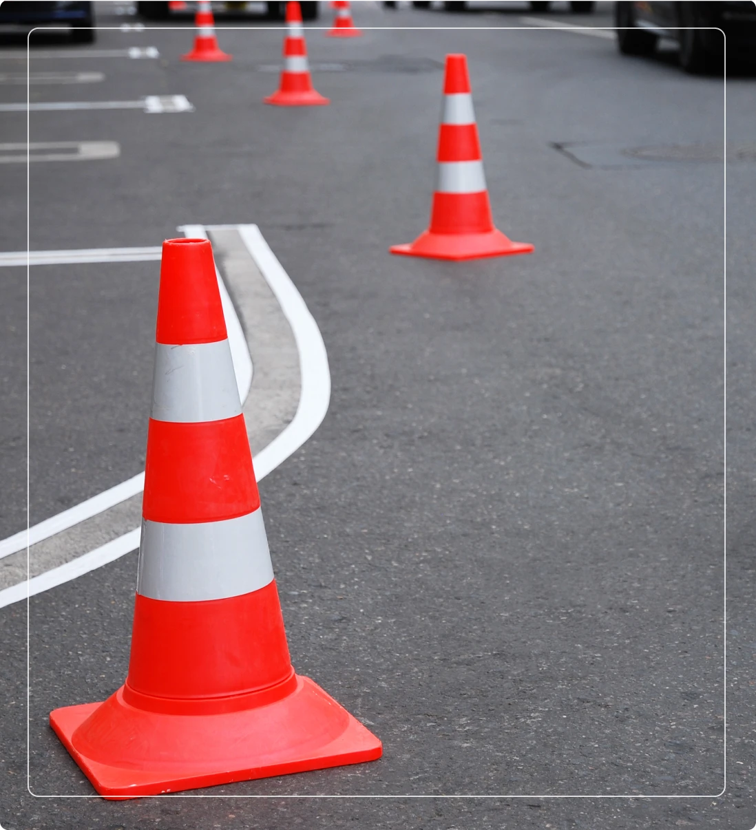 Traffic cones on city street